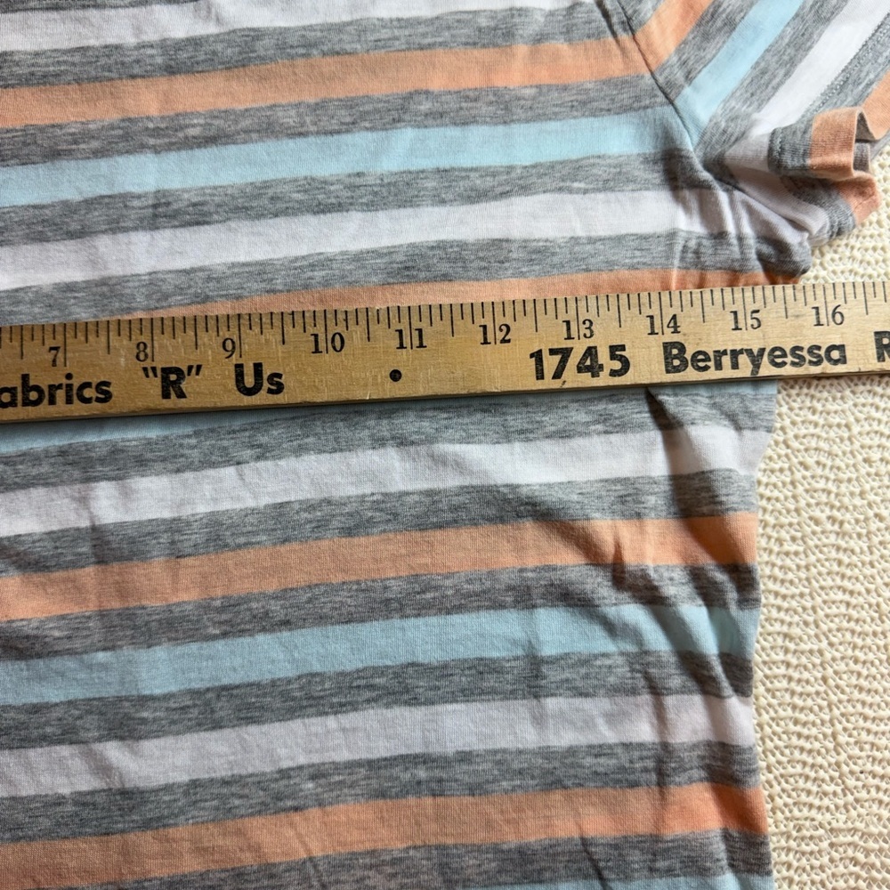 Club Monaco Women’s Striped Gray and Orange T-Shirt - Picture 3 of 7
